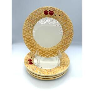 Oneida Waffle Cone "We All Scream for Ice Cream" Set of 4 Dessert Plates 8"